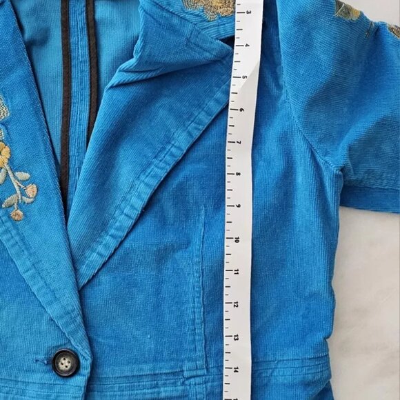 TM True Meaning Womens Jacket, True Meaning Blazer Corduroy, Embroidered Flowers - Picture 10 of 16